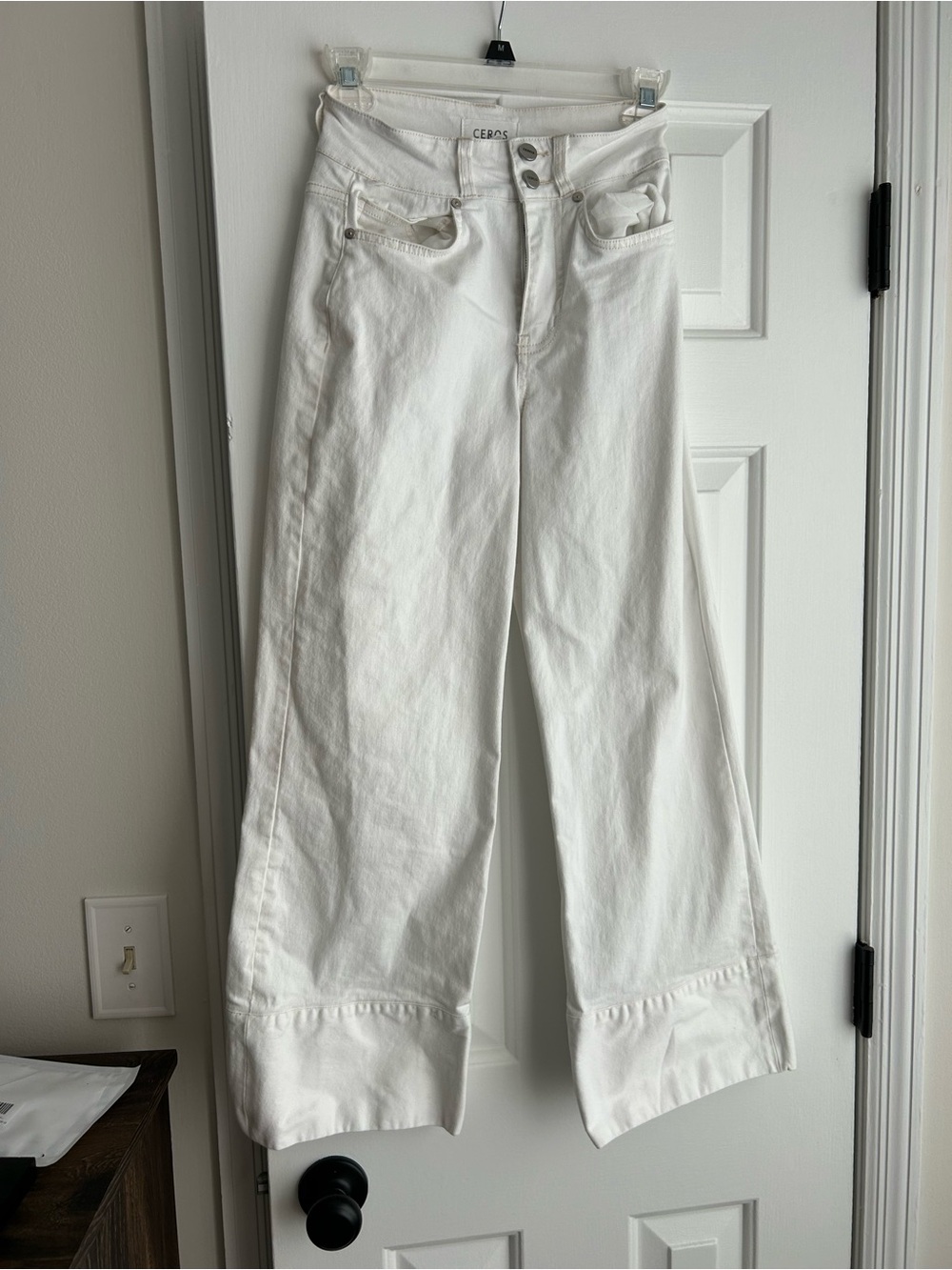 Cropped Wide-Leg White Jeans by CEROS